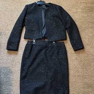 Nine West Black Sparkle Skirt Set